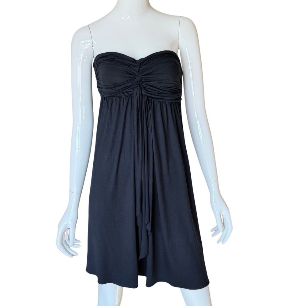 Express Black Braided Bandeau Top Knee Length Dress Smocked Back Size Medium - Picture 1 of 6